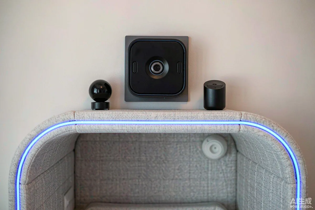 Wall mounted smart control panel and sensors inside a modern capsule home
