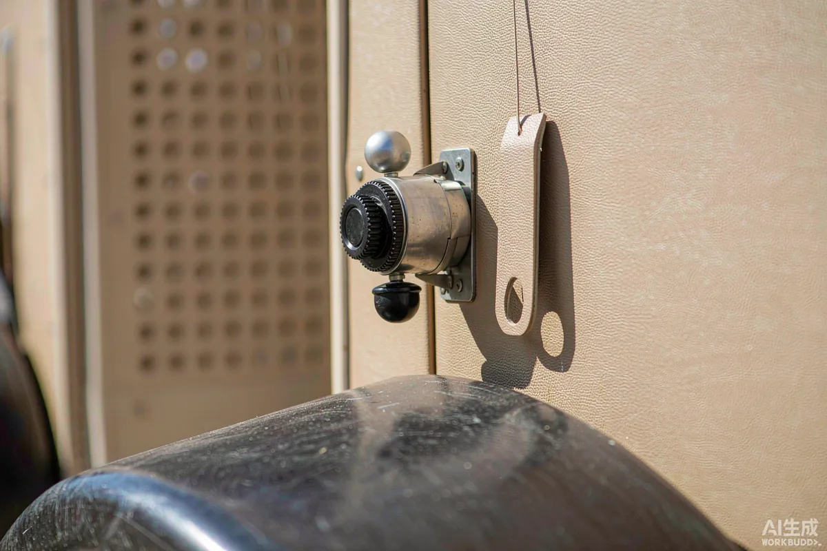Close-up of a photographed door latch defect with a written snagging tag beside it inside a capsule home