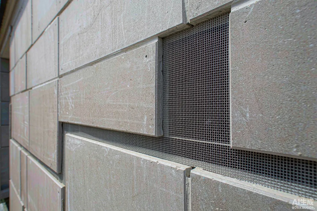 Non combustible cladding panels and fine metal mesh ember guard vents on a prefab unit exterior