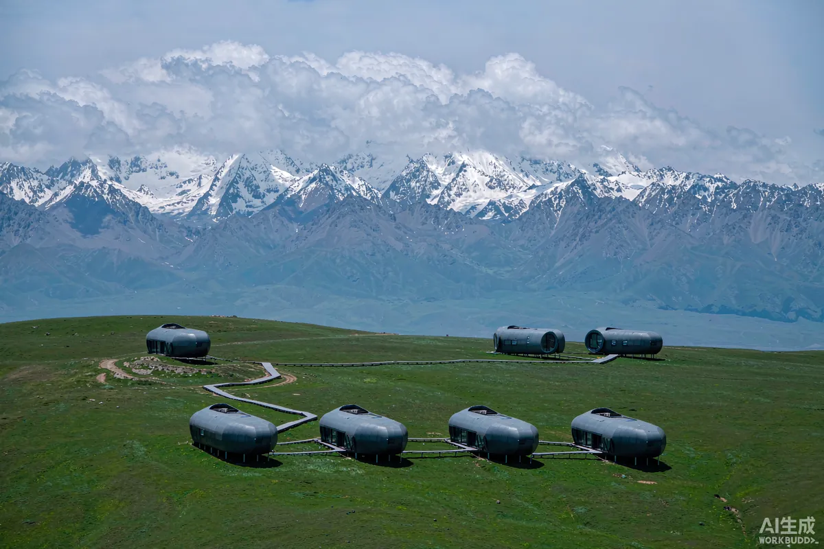 Highland plateau photograph with capsule units placed across open upland terrain