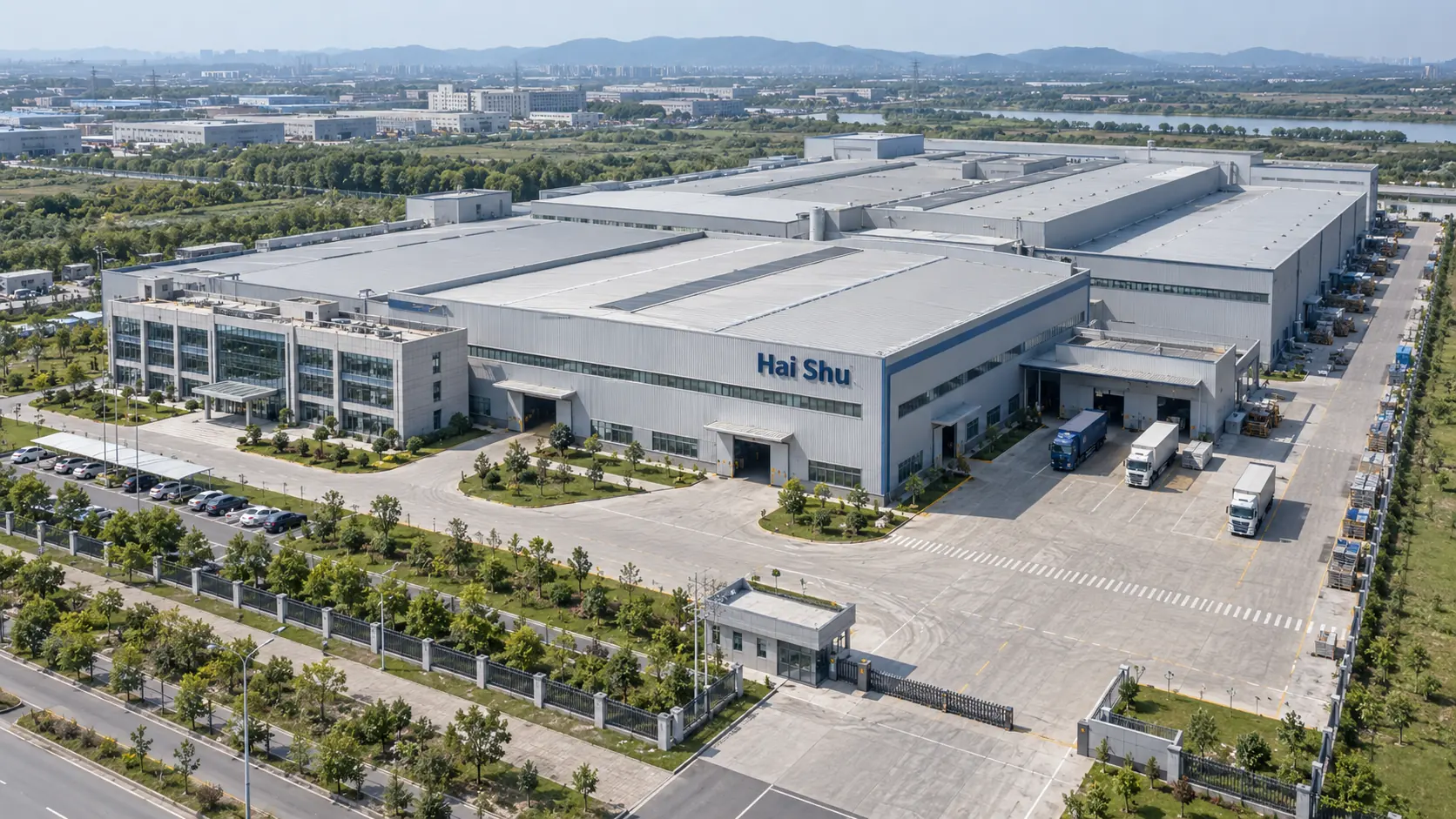 Aerial view of the Haishu smart factory campus in Qingdao, China