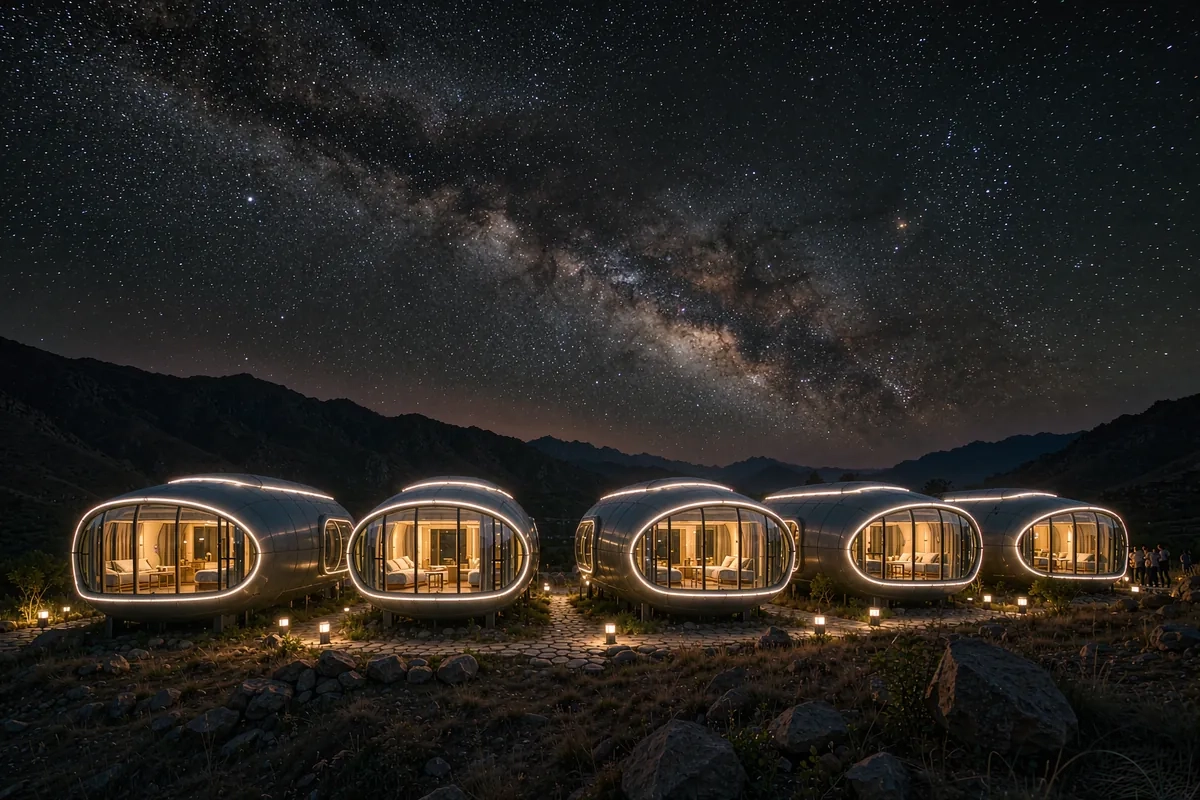 Haishu capsule homes lined up at the Qingdao production facility
